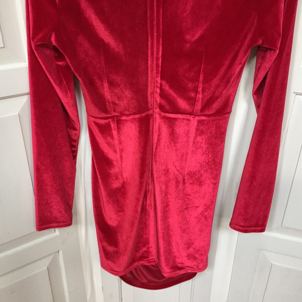 SBetro Red Velvet Dress w/ Ruched Sides - Picture 13 of 16